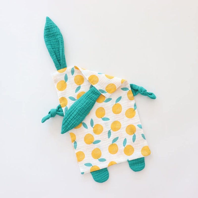 Emenpy Bunny Security Blanket for Boys and Girls,Cotton Soft Breathable Muslin Soothing Towel Appeasing Toy for Infant,Newborn Gift,2 Pcs Set (Strawberry&Orange) - Image 5